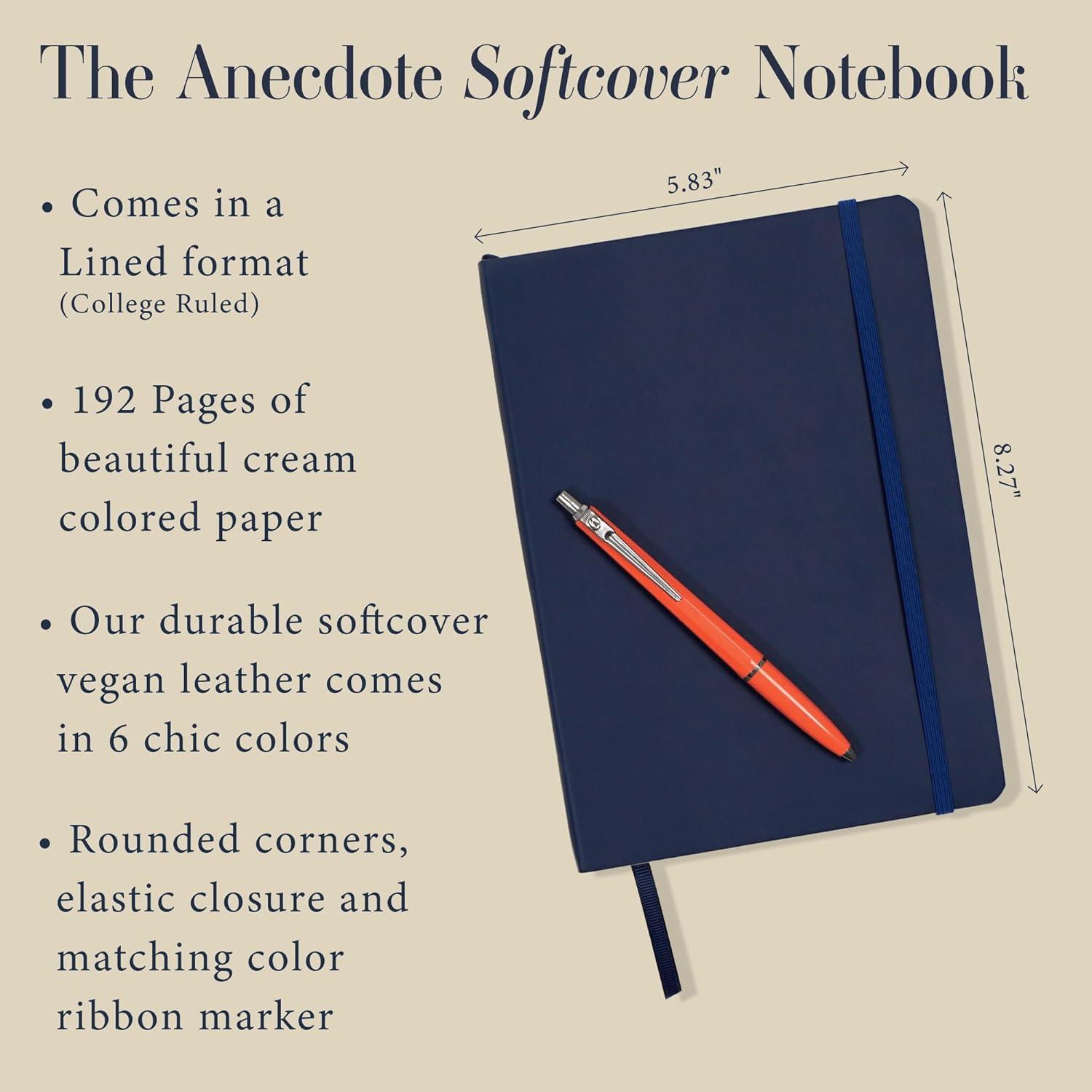 image:imageANECDOTE Softcover Ruled Journal with Thick 80 gsm Lined Cream Paper A5 size 83 inches x 54 inches Daily Writing Notebook for Travel School and Office Use Diary for Women and Men CamelMidnight Blue