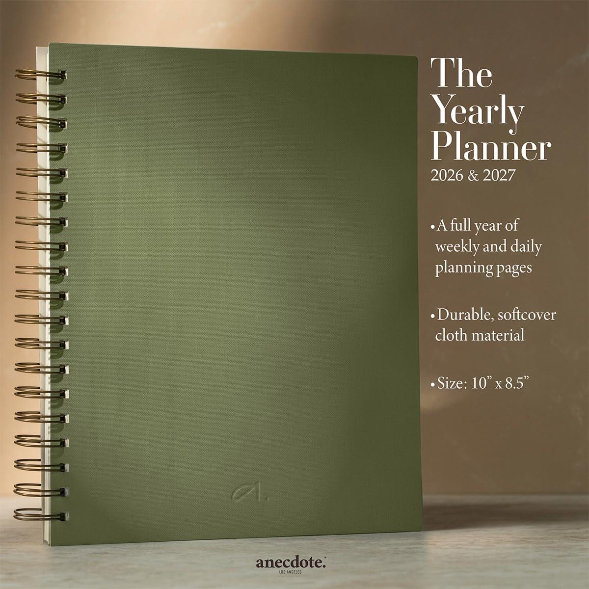 image:imageAnecdote Daily Planner w 20262027 Calendar Start Anytime 26 Weeks Undated 1 Page per Day 85 x 52 Hardcover ToDo List Organizer Plan Your Success Achieve Productivity Goals BlossomOlive Green