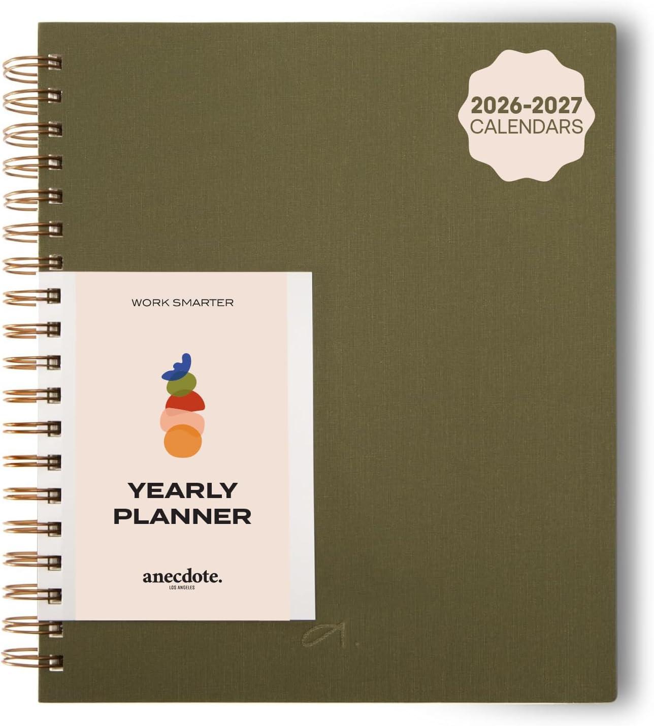 image:imageAnecdote Daily Planner w 20262027 Calendar Start Anytime 26 Weeks Undated 1 Page per Day 85 x 52 Hardcover ToDo List Organizer Plan Your Success Achieve Productivity Goals BlossomOlive Green