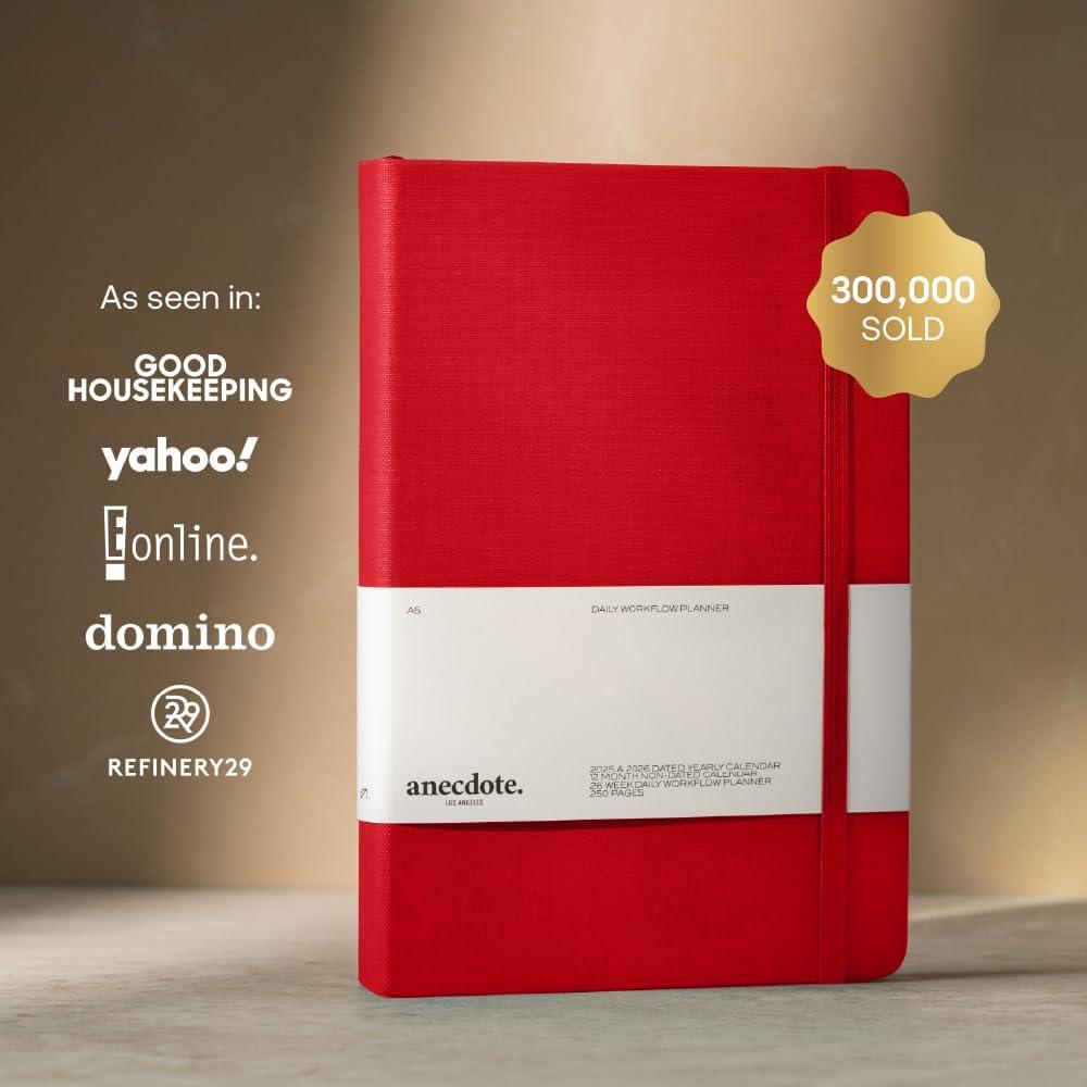 image:imageAnecdote Daily Planner w 20262027 Calendar Start Anytime 26 Weeks Undated 1 Page per Day 85 x 52 Hardcover ToDo List Organizer Plan Your Success Achieve Productivity Goals BlackRed