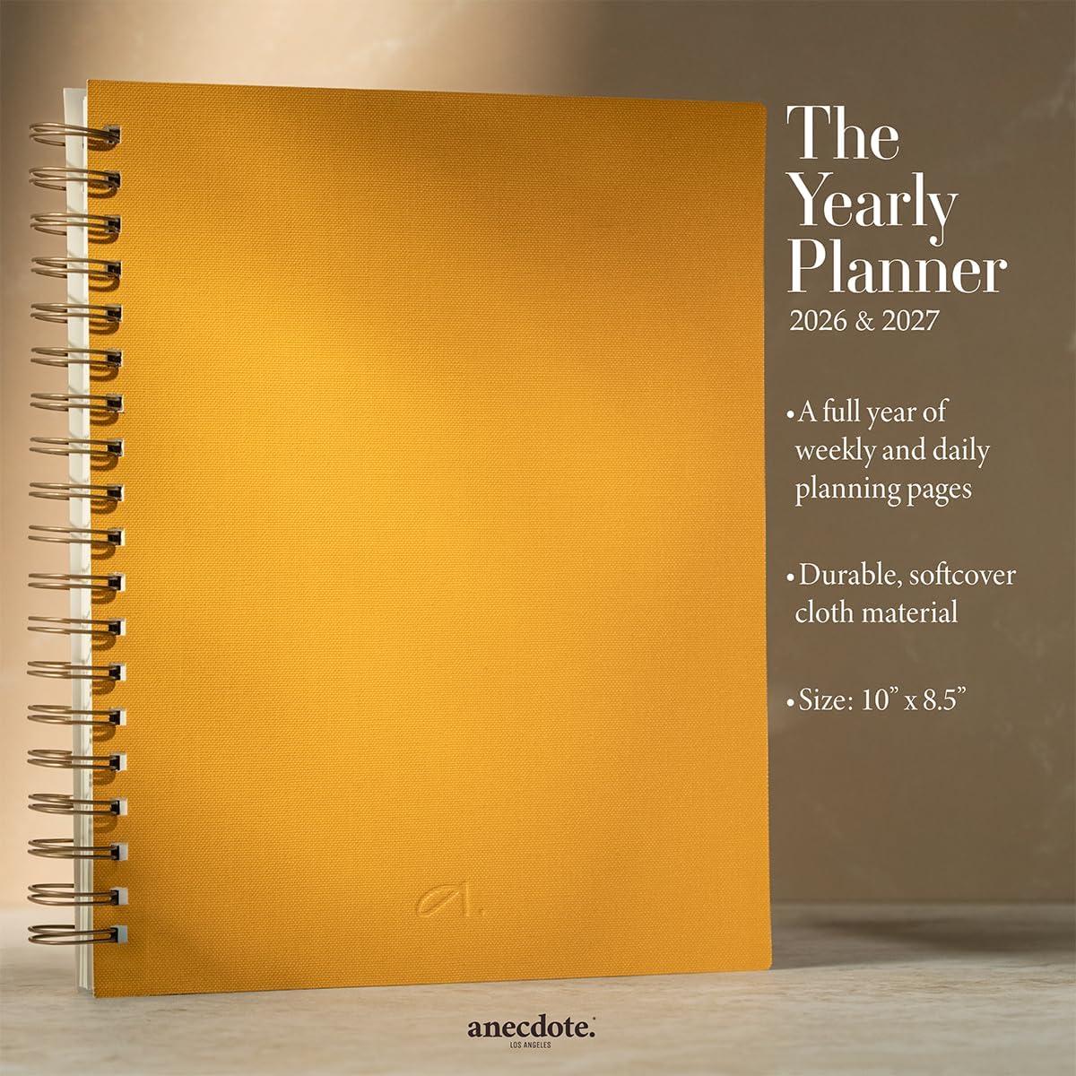 image:imageAnecdote Daily Planner w 20262027 Calendar Start Anytime 26 Weeks Undated 1 Page per Day 85 x 52 Hardcover ToDo List Organizer Plan Your Success Achieve Productivity Goals BlackMustard