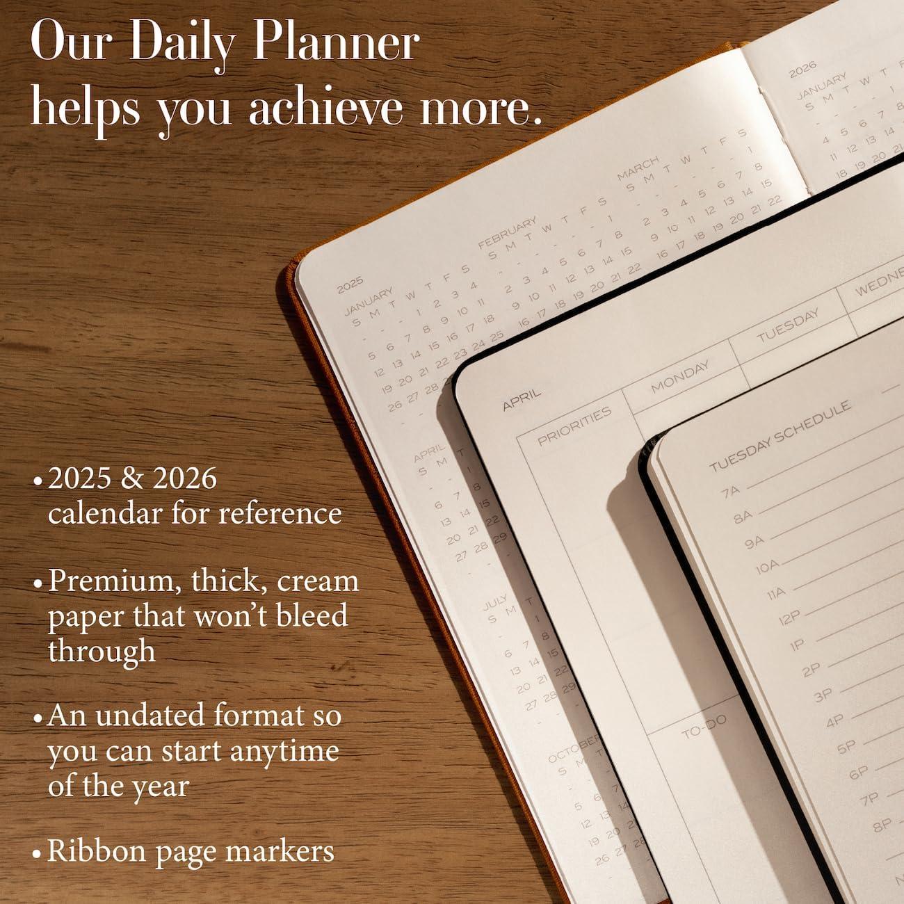 image:imageAnecdote Daily Planner w 20262027 Calendar Start Anytime 26 Weeks Undated 1 Page per Day 85 x 52 Hardcover ToDo List Organizer Plan Your Success Achieve Productivity Goals BlackBlack
