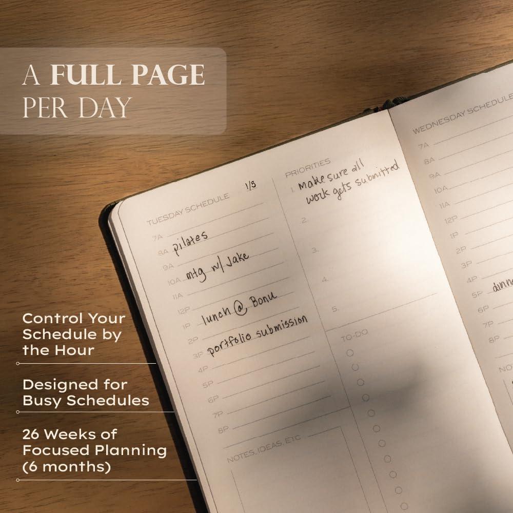 image:imageAnecdote Daily Planner w 20262027 Calendar Start Anytime 26 Weeks Undated 1 Page per Day 85 x 52 Hardcover ToDo List Organizer Plan Your Success Achieve Productivity Goals BlackBlack