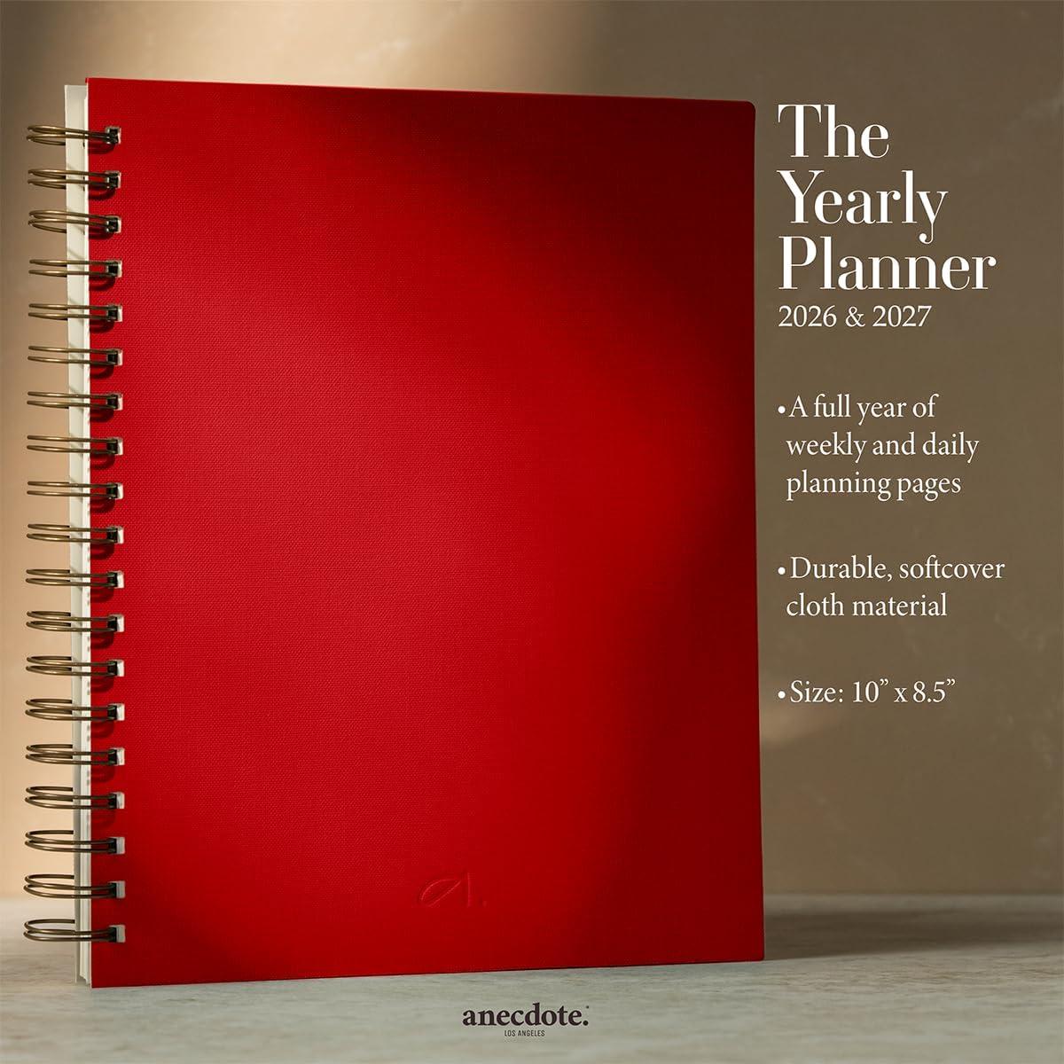 image:imageAnecdote Daily Planner w 20262027 Calendar Start Anytime 26 Weeks Undated 1 Page per Day 85 x 52 Hardcover ToDo List Organizer Plan Your Success Achieve Productivity Goals BlackRed