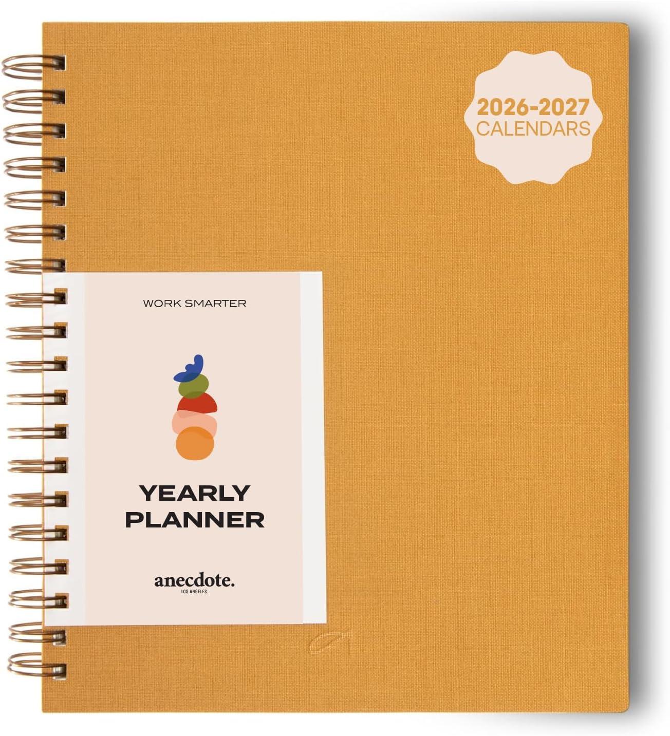 image:imageAnecdote Daily Planner w 20262027 Calendar Start Anytime 26 Weeks Undated 1 Page per Day 85 x 52 Hardcover ToDo List Organizer Plan Your Success Achieve Productivity Goals BlackMustard