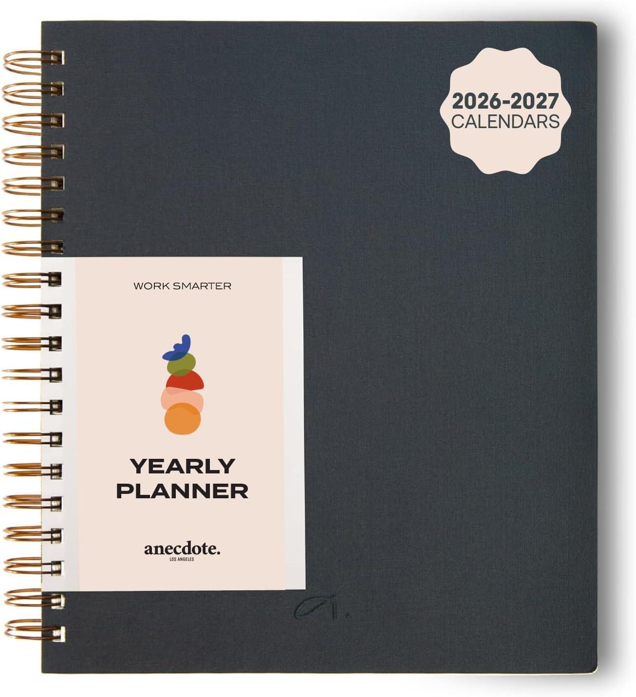 image:imageAnecdote Daily Planner w 20262027 Calendar Start Anytime 26 Weeks Undated 1 Page per Day 85 x 52 Hardcover ToDo List Organizer Plan Your Success Achieve Productivity Goals BlackInk Blue