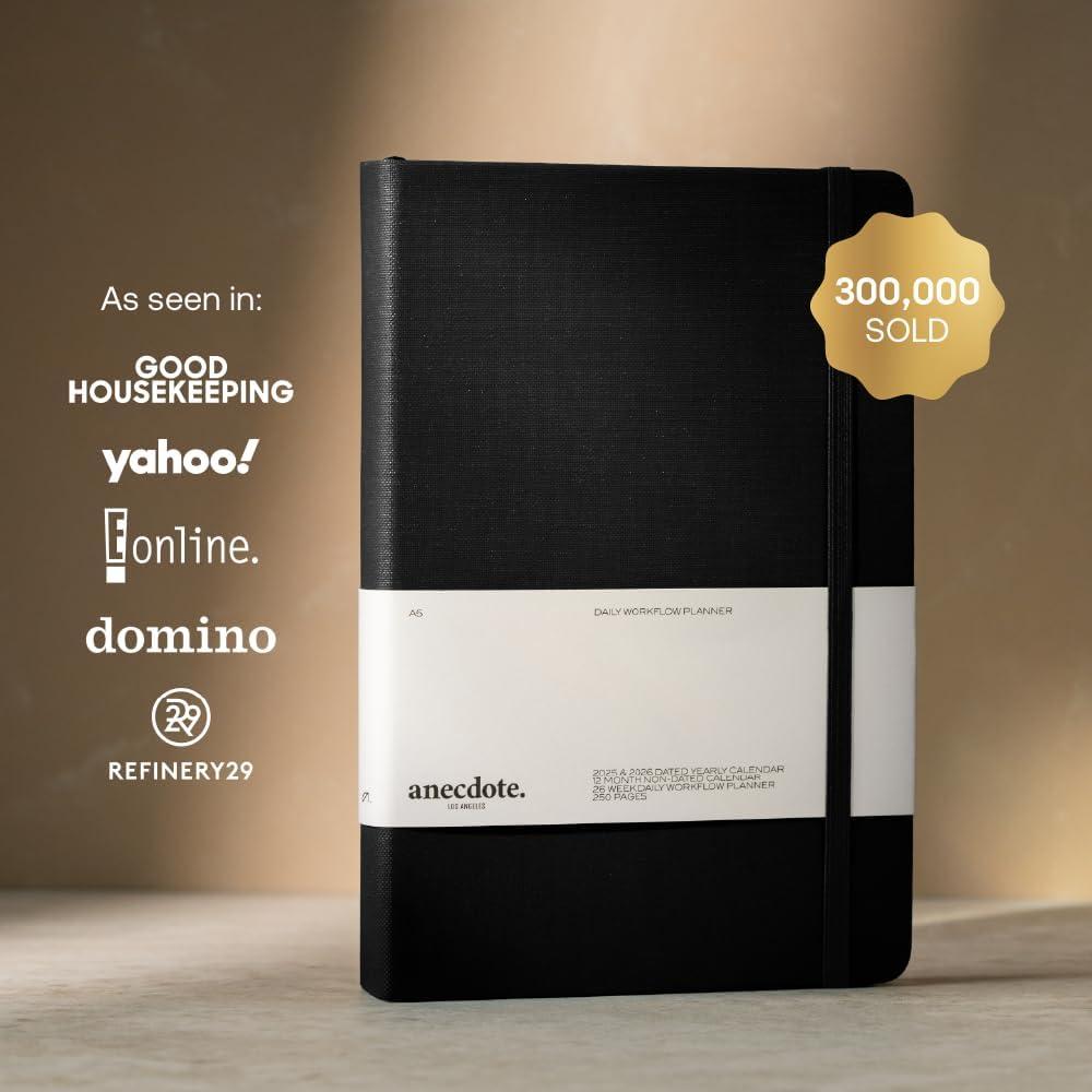 image:imageAnecdote Daily Planner w 20262027 Calendar Start Anytime 26 Weeks Undated 1 Page per Day 85 x 52 Hardcover ToDo List Organizer Plan Your Success Achieve Productivity Goals BlossomBlack