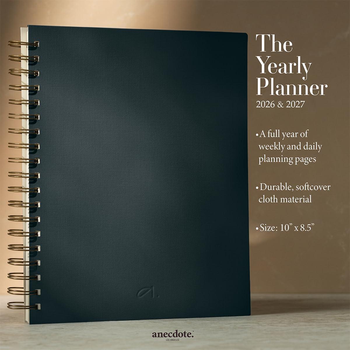 image:imageAnecdote Daily Planner w 20262027 Calendar Start Anytime 26 Weeks Undated 1 Page per Day 85 x 52 Hardcover ToDo List Organizer Plan Your Success Achieve Productivity Goals BlackInk Blue