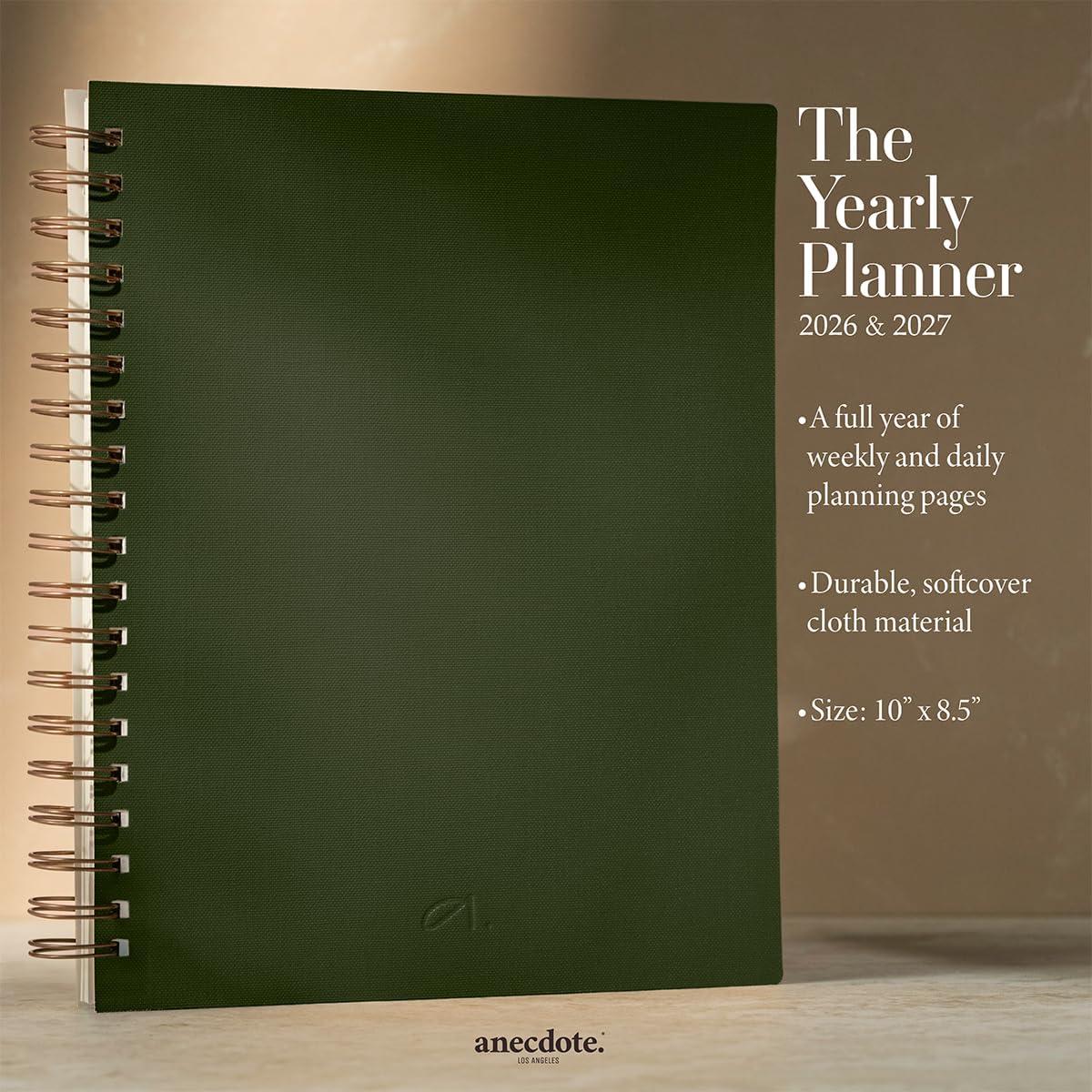 image:imageAnecdote Daily Planner w 20262027 Calendar Start Anytime 26 Weeks Undated 1 Page per Day 85 x 52 Hardcover ToDo List Organizer Plan Your Success Achieve Productivity Goals BlackEvergreen