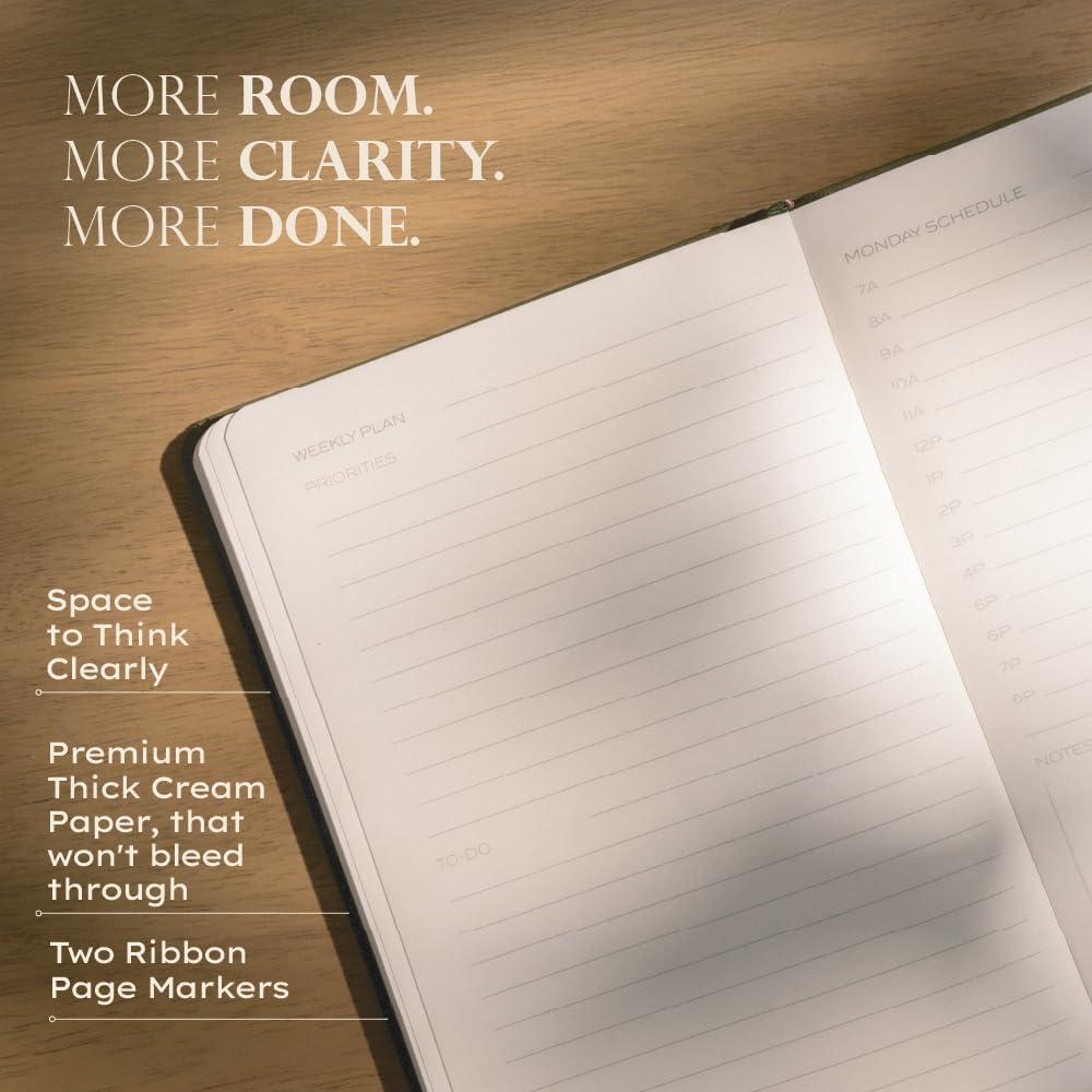 image:imageAnecdote Daily Planner w 20262027 Calendar Start Anytime 26 Weeks Undated 1 Page per Day 85 x 52 Hardcover ToDo List Organizer Plan Your Success Achieve Productivity Goals BlossomBlack