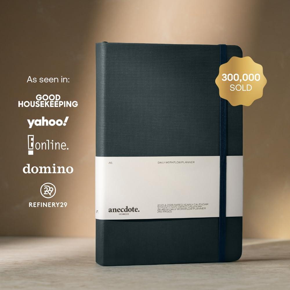 image:imageAnecdote Daily Planner w 20262027 Calendar Start Anytime 26 Weeks Undated 1 Page per Day 85 x 52 Hardcover ToDo List Organizer Plan Your Success Achieve Productivity Goals BlackInk Blue