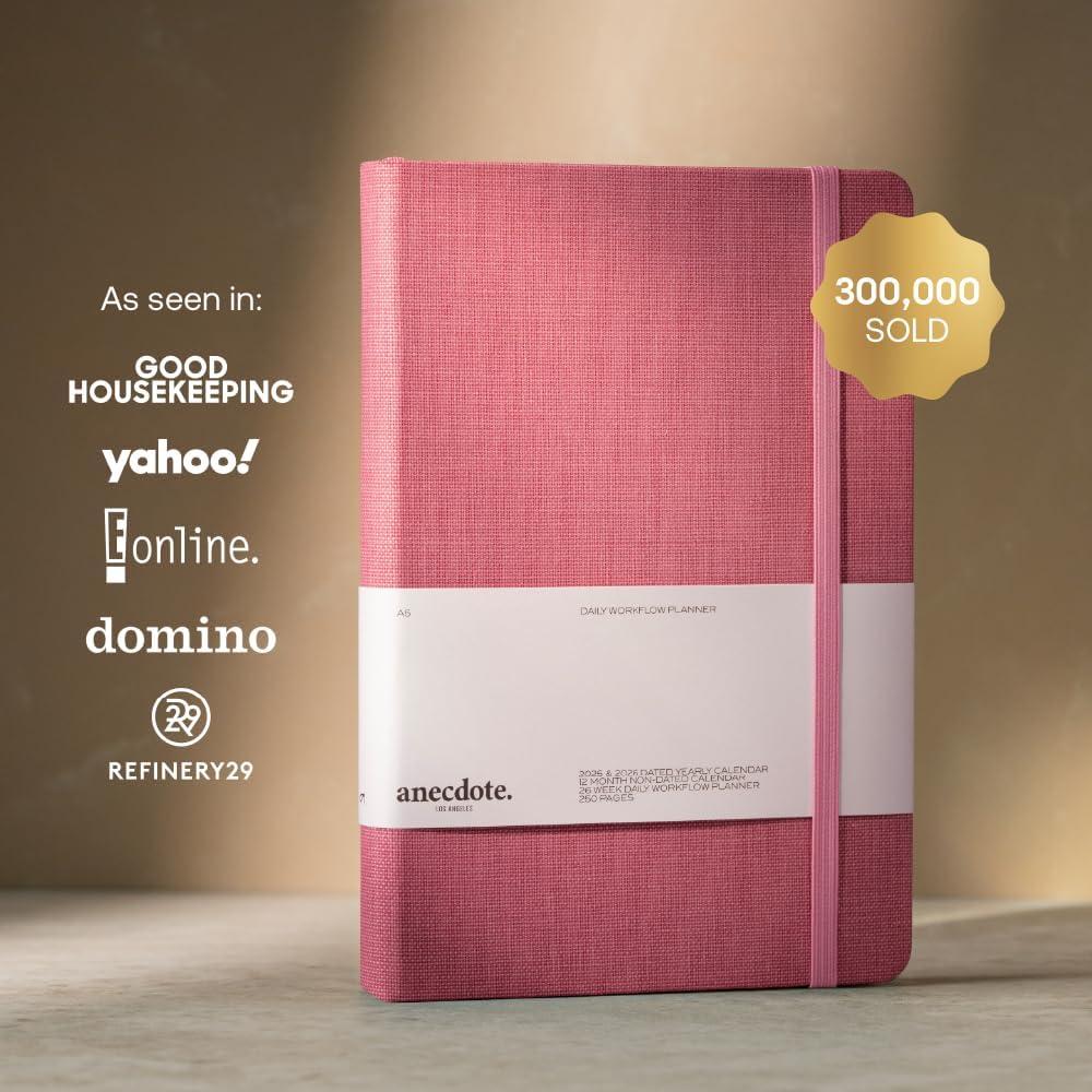 image:imageAnecdote Daily Planner w 20262027 Calendar Start Anytime 26 Weeks Undated 1 Page per Day 85 x 52 Hardcover ToDo List Organizer Plan Your Success Achieve Productivity Goals BlackBlossom