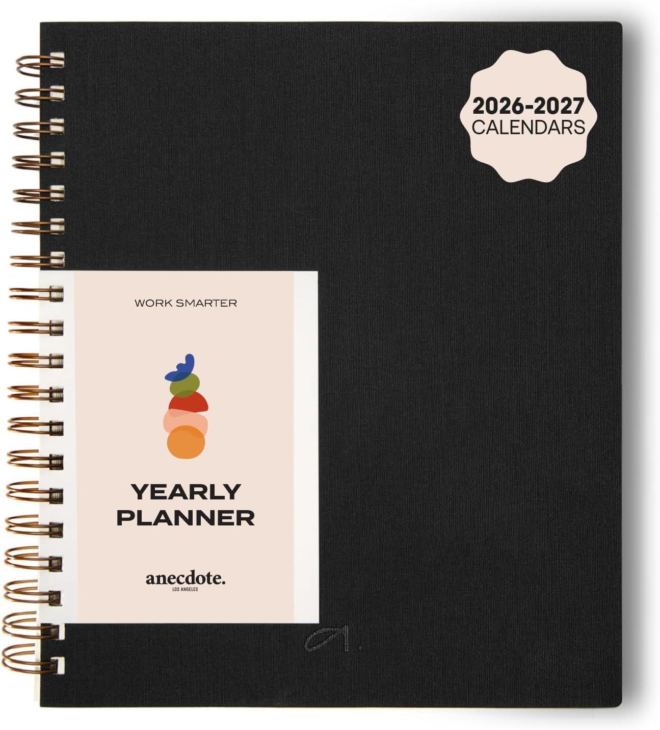image:imageAnecdote Daily Planner w 20262027 Calendar Start Anytime 26 Weeks Undated 1 Page per Day 85 x 52 Hardcover ToDo List Organizer Plan Your Success Achieve Productivity Goals BlossomBlack