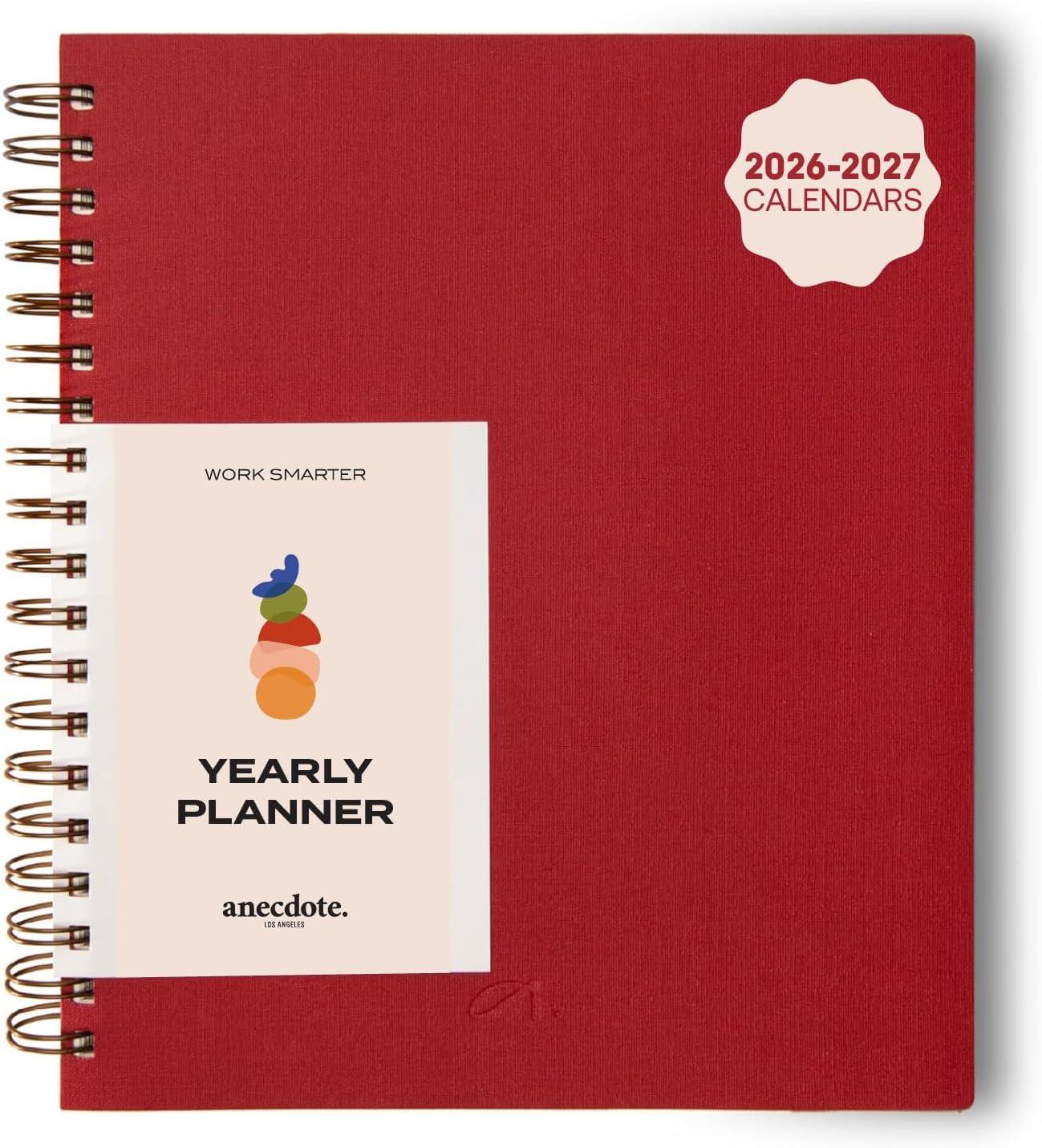 image:imageAnecdote Daily Planner w 20262027 Calendar Start Anytime 26 Weeks Undated 1 Page per Day 85 x 52 Hardcover ToDo List Organizer Plan Your Success Achieve Productivity Goals BlackRed