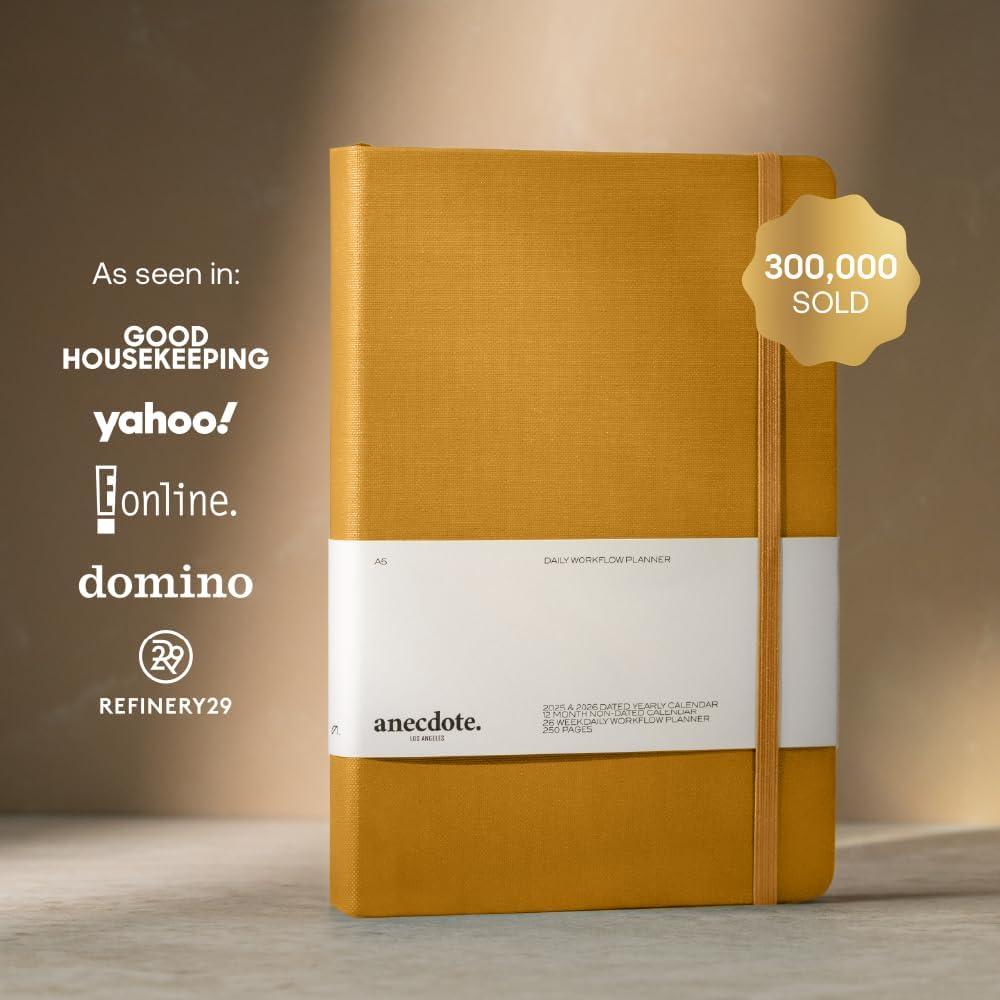 image:imageAnecdote Daily Planner w 20262027 Calendar Start Anytime 26 Weeks Undated 1 Page per Day 85 x 52 Hardcover ToDo List Organizer Plan Your Success Achieve Productivity Goals BlackMustard