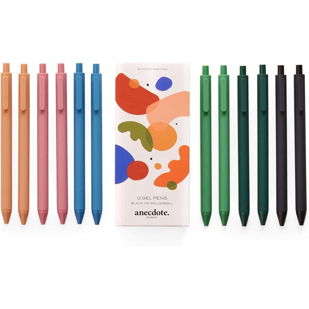 image:imageANECDOTE Journaling Pens Set 12 Pack Black Ink Pens Fine Point 05mm Planner Pens Cute Journal Accessories Retractable Gel Pen Set Smooth Writing Fun amp Chic Gel Pens for Journaling1 Count Pack of 12