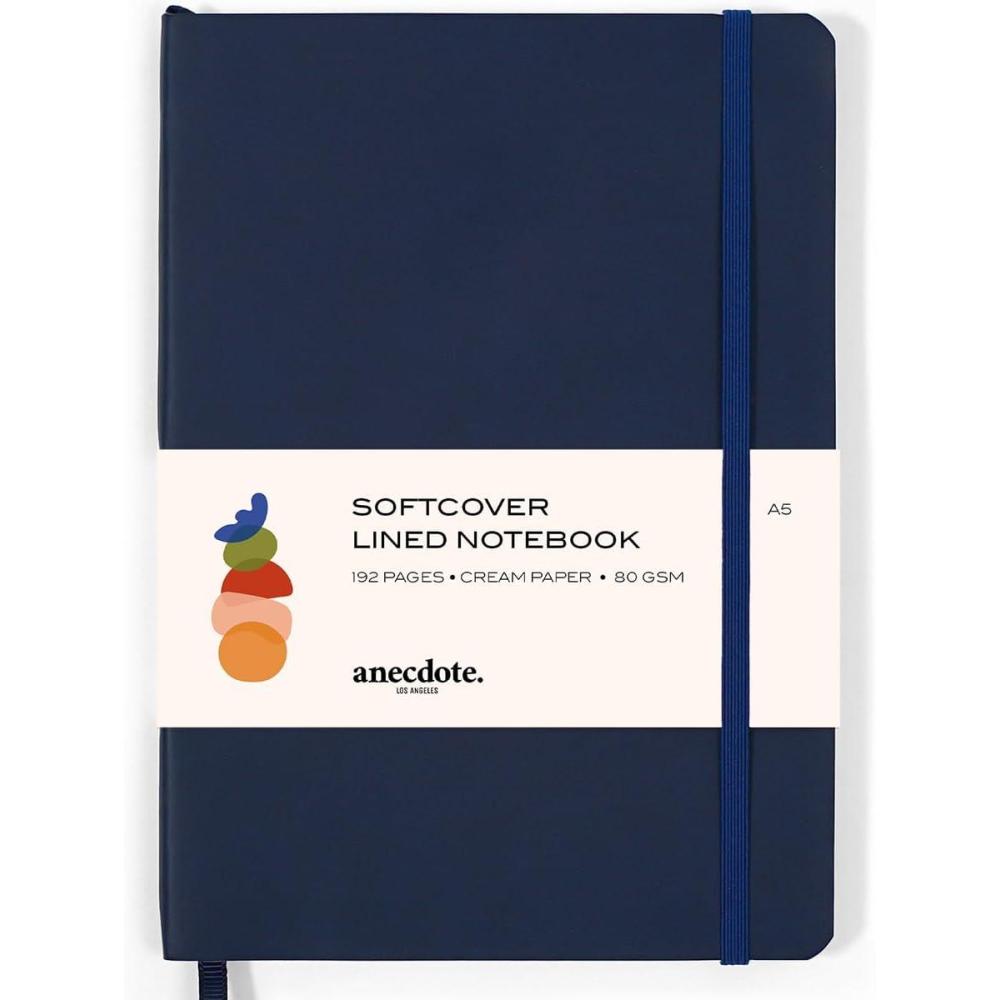 image:imageANECDOTE Softcover Ruled Journal with Thick 80 gsm Lined Cream Paper A5 size 83 inches x 54 inches Daily Writing Notebook for Travel School and Office Use Diary for Women and Men CamelMidnight Blue