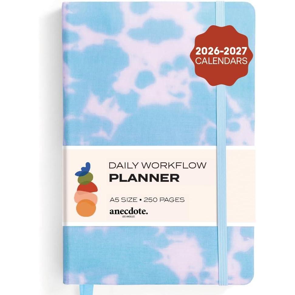 image:imageAnecdote Daily Planner w 20262027 Calendar Start Anytime 26 Weeks Undated 1 Page per Day 85 x 52 Hardcover ToDo List Organizer Plan Your Success Achieve Productivity Goals BlackTie Dye