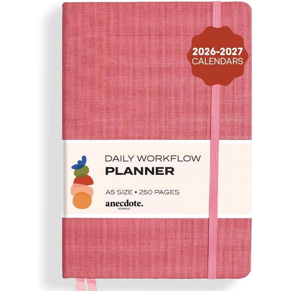image:imageAnecdote Daily Planner w 20262027 Calendar Start Anytime 26 Weeks Undated 1 Page per Day 85 x 52 Hardcover ToDo List Organizer Plan Your Success Achieve Productivity Goals BlackBlossom
