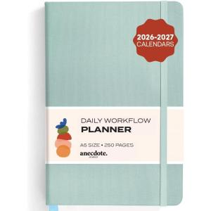 image:imageAnecdote Daily Planner w 20262027 Calendar  Start Anytime 26 Weeks Undated  1 Page per Day  85 x 52  Hardcover ToDo List Organizer Plan Your Success Achieve Productivity Goals BlackDutch Blue