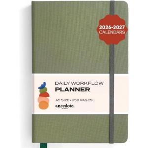 image:imageAnecdote Daily Planner w 20262027 Calendar  Start Anytime 26 Weeks Undated  1 Page per Day  85 x 52  Hardcover ToDo List Organizer Plan Your Success Achieve Productivity Goals BlossomOlive Green