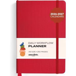 image:imageAnecdote Daily Planner w 20262027 Calendar  Start Anytime 26 Weeks Undated  1 Page per Day  85 x 52  Hardcover ToDo List Organizer Plan Your Success Achieve Productivity Goals BlackRed