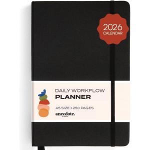 image:imageAnecdote Daily Planner w 20262027 Calendar  Start Anytime 26 Weeks Undated  1 Page per Day  85 x 52  Hardcover ToDo List Organizer Plan Your Success Achieve Productivity Goals BlackBlack